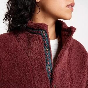 Fleece Pullover Women's 1/4 Size Small Snap Alpine Design Maroon